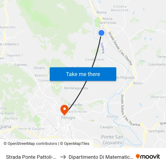 Ponte Pattoli-Ponte Resina Road to Department of Mathematics and Computer Science map