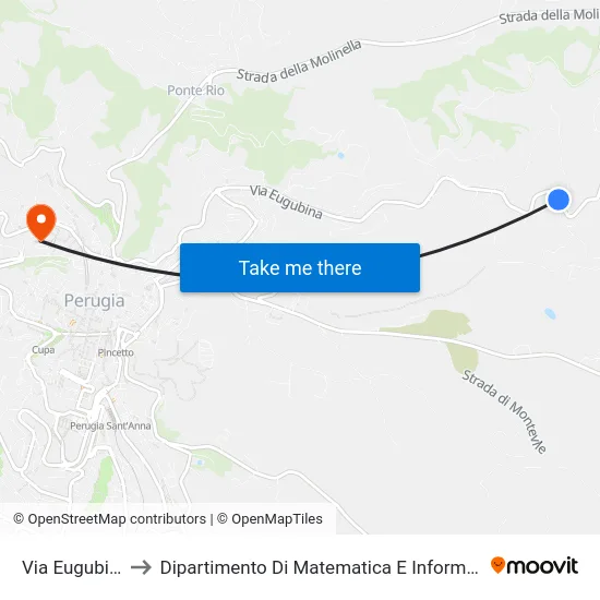 Via Eugubina to Dipartimento Di Matematica E Informatica map