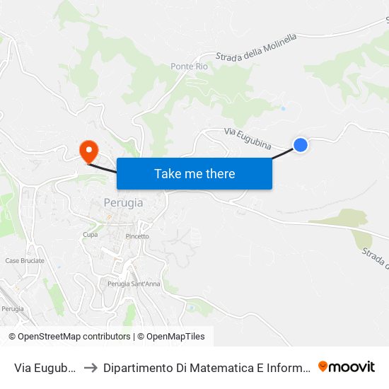 Via Eugubina to Dipartimento Di Matematica E Informatica map