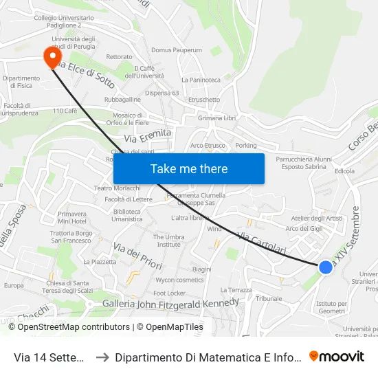 Via 14 Settembre to Dipartimento Di Matematica E Informatica map
