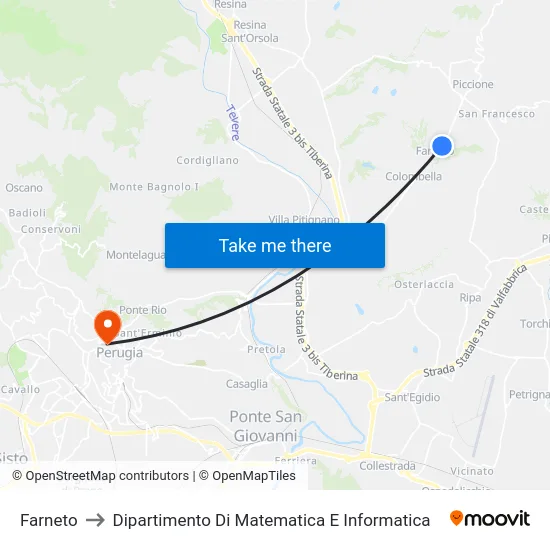 Farneto to Dipartimento Di Matematica E Informatica map