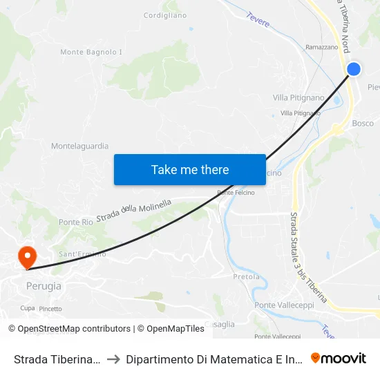 Strada Tiberina Nord to Dipartimento Di Matematica E Informatica map