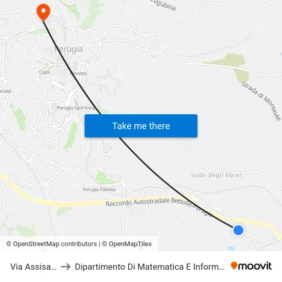 Via Assisana to Dipartimento Di Matematica E Informatica map