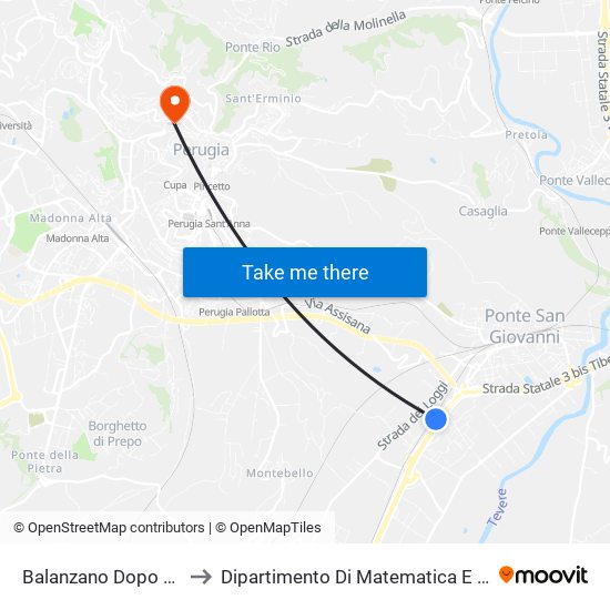 Balanzano Dopo Sottovia to Dipartimento Di Matematica E Informatica map