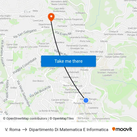 Roma Street to Department of Mathematics and Computer Science map