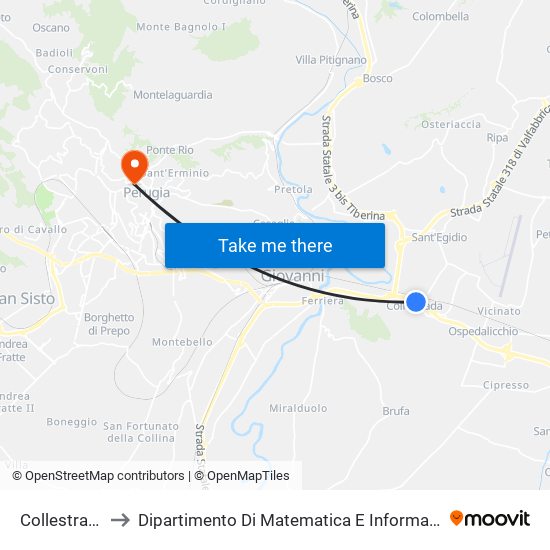 Collestrada to Dipartimento Di Matematica E Informatica map