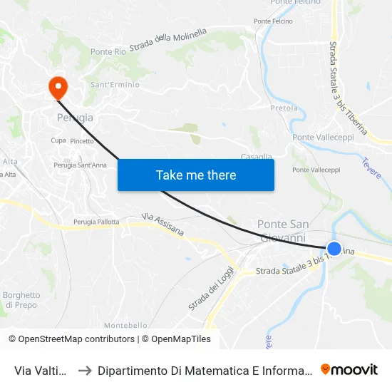 Valtiera Street to Department of Mathematics and Computer Science map