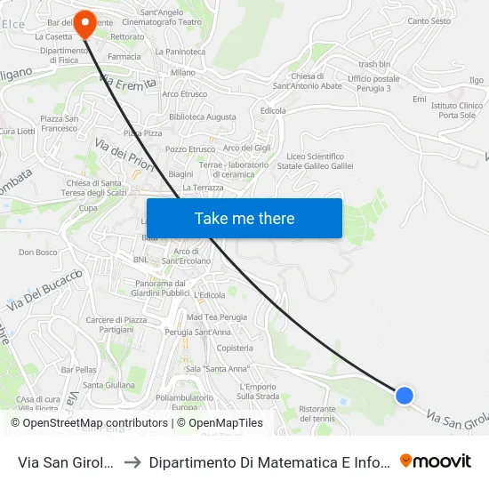 Via San Girolamo to Dipartimento Di Matematica E Informatica map