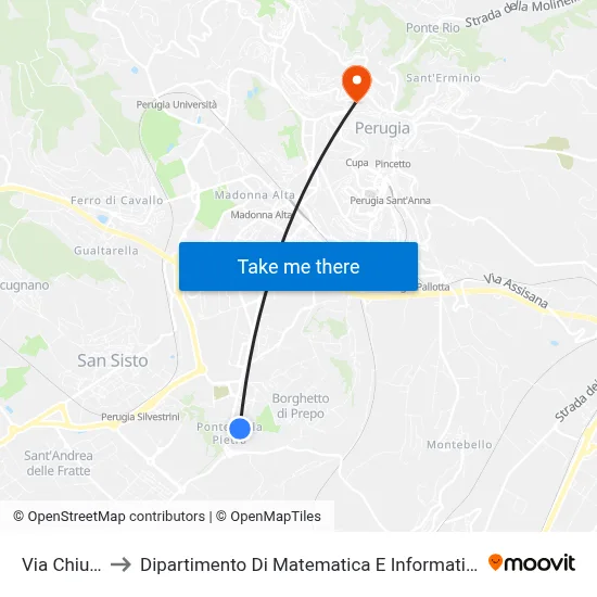 Chiusi Street to Department of Mathematics and Computer Science map