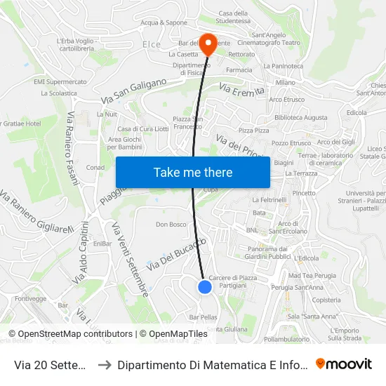 Via 20 Settembre to Dipartimento Di Matematica E Informatica map