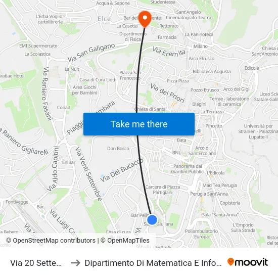Via 20 Settembre to Dipartimento Di Matematica E Informatica map