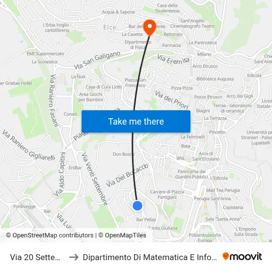 20 Settembre Street to Department of Mathematics and Computer Science map