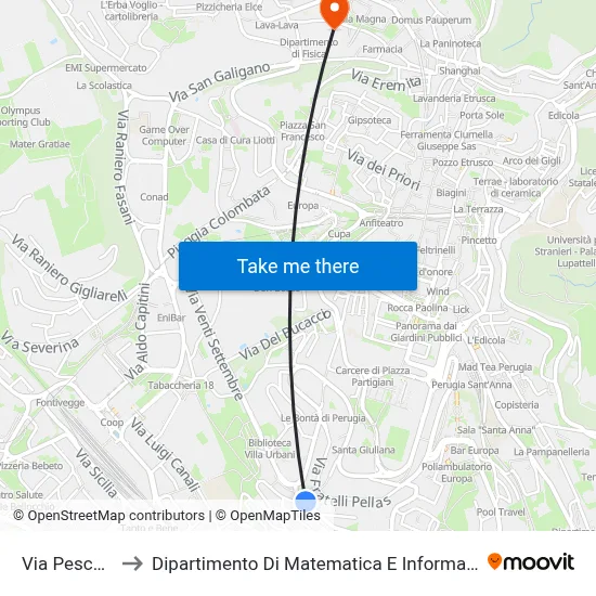 Pescara Street to Department of Mathematics and Computer Science map