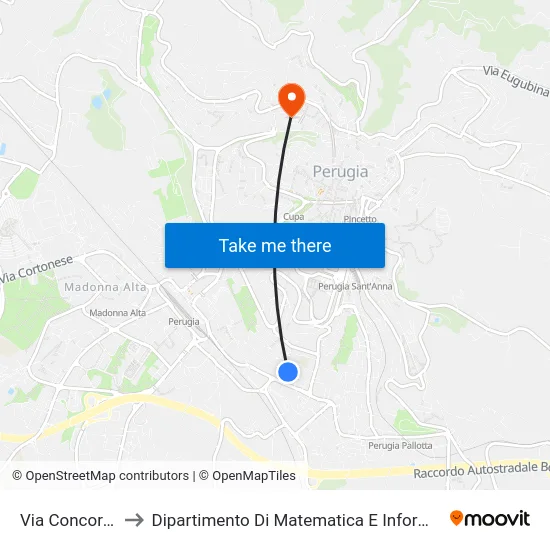 Via Concordia to Dipartimento Di Matematica E Informatica map