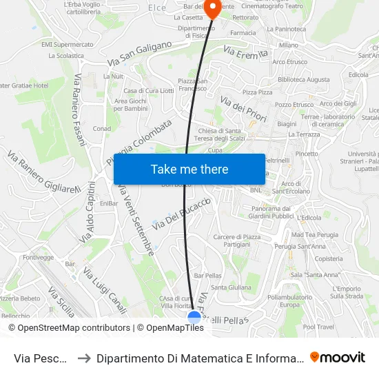 Via Pescara to Dipartimento Di Matematica E Informatica map