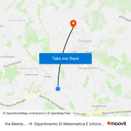 Mentana Street to Department of Mathematics and Computer Science map