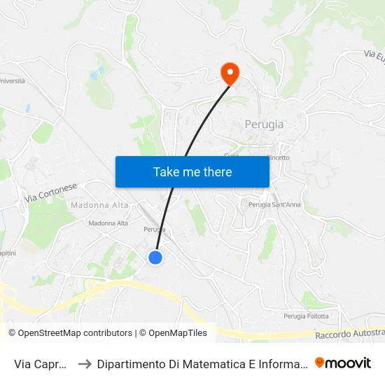 Via Caprera to Dipartimento Di Matematica E Informatica map