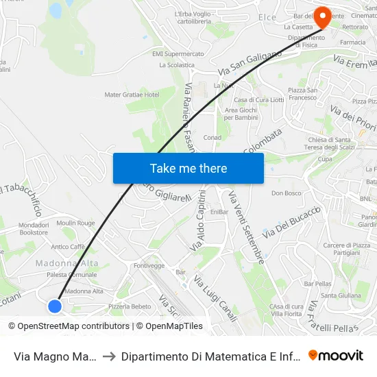 Magno Magnini Street to Department of Mathematics and Computer Science map