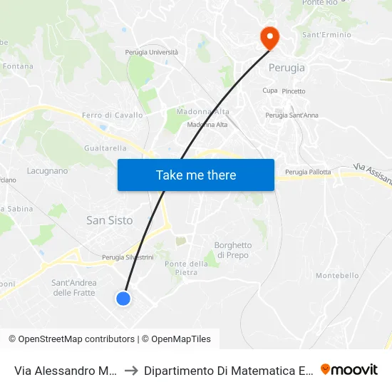 Via Alessandro Monteneri to Dipartimento Di Matematica E Informatica map