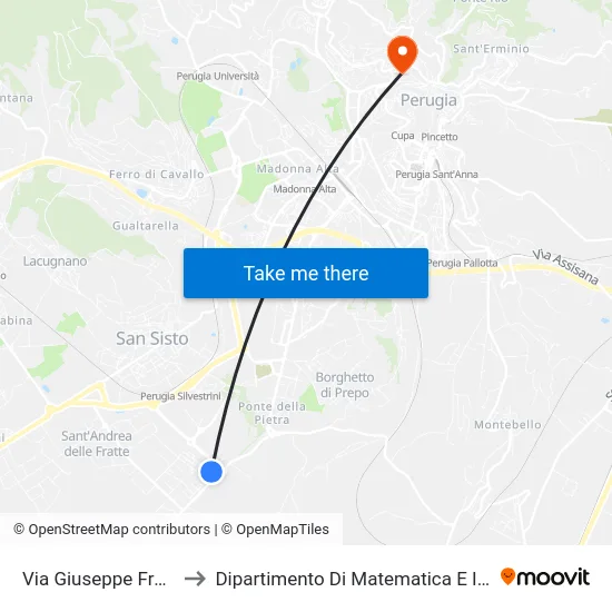 Via Giuseppe Frenguelli to Dipartimento Di Matematica E Informatica map