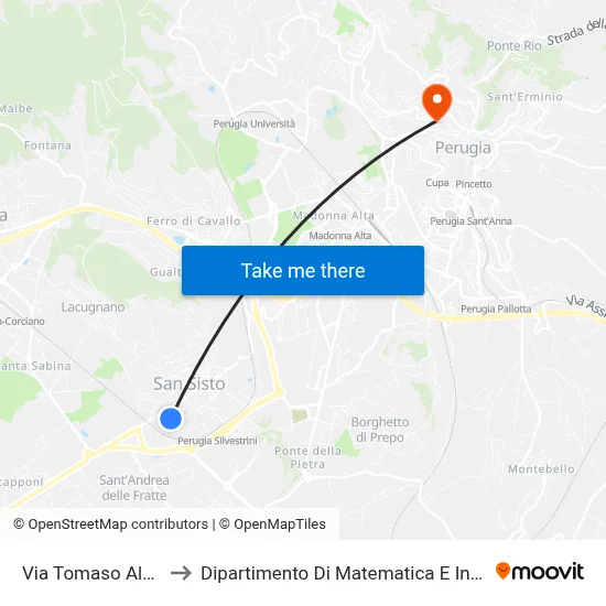 Tomaso Albinoni Street to Department of Mathematics and Computer Science map