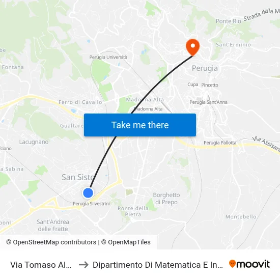 Tomaso Albinoni Street to Department of Mathematics and Computer Science map