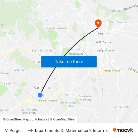 Via Pergolesi to Department of Mathematics and Computer Science map