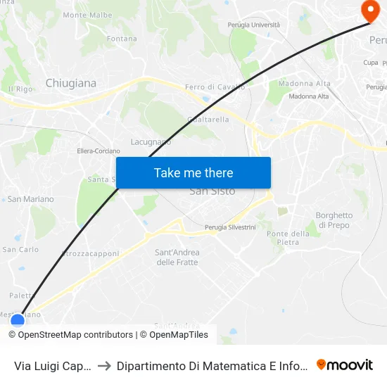 Via Luigi Caprera to Dipartimento Di Matematica E Informatica map