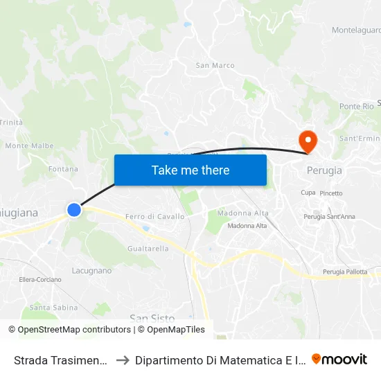 West Trasimeno Road to Department of Mathematics and Computer Science map
