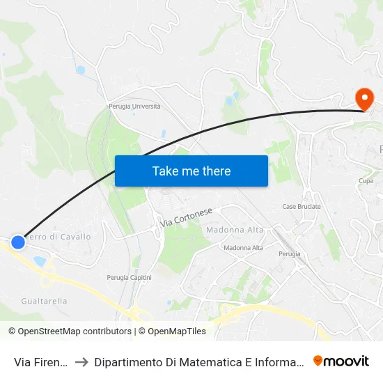 Firenze Street to Department of Mathematics and Computer Science map