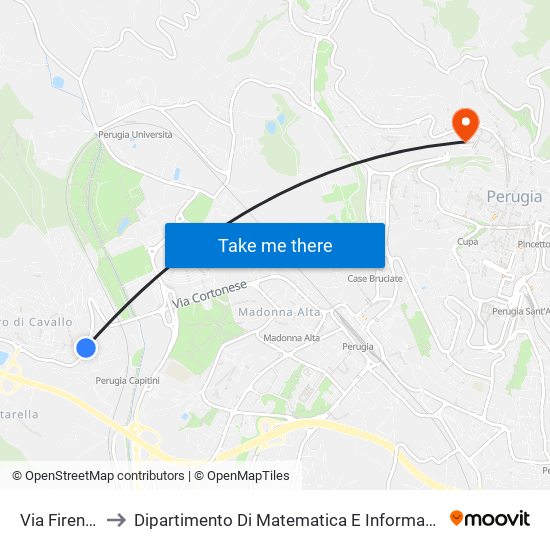 Via Firenze to Dipartimento Di Matematica E Informatica map