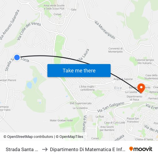 Strada Santa Lucia to Dipartimento Di Matematica E Informatica map