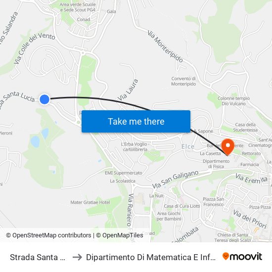 Strada Santa Lucia to Dipartimento Di Matematica E Informatica map