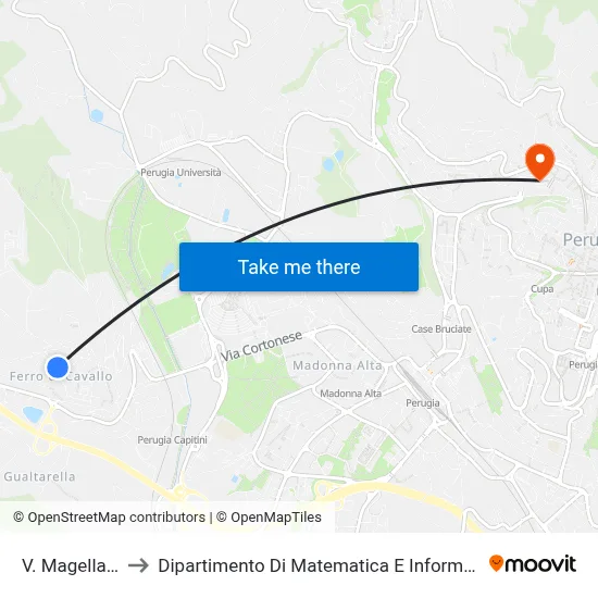 Via Magellano to Department of Mathematics and Computer Science map