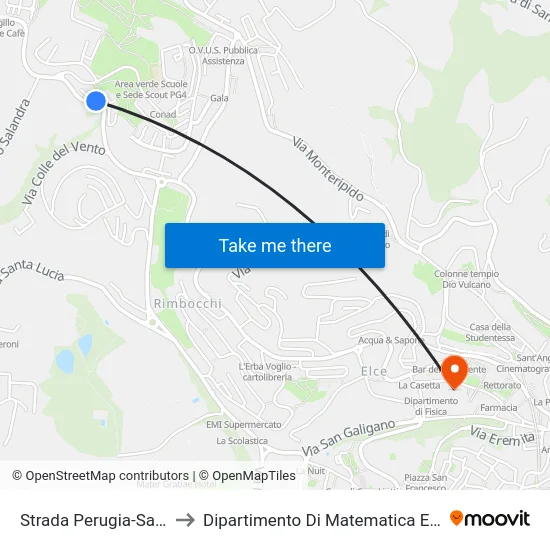Strada Perugia-San Marco to Dipartimento Di Matematica E Informatica map