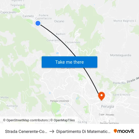 Strada Cenerente-Colle Umberto to Dipartimento Di Matematica E Informatica map