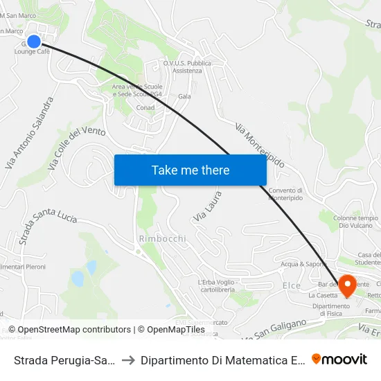 Strada Perugia-San Marco to Dipartimento Di Matematica E Informatica map