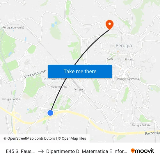 E45 S. Faustino to Dipartimento Di Matematica E Informatica map