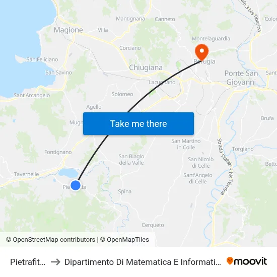 Pietrafitta to Department of Mathematics and Computer Science map