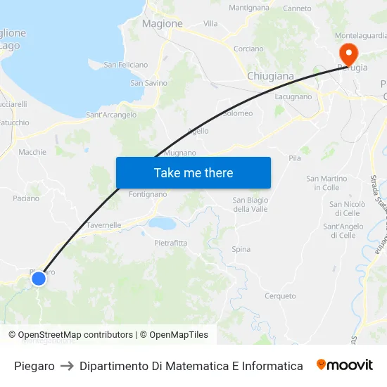 Piegaro to Department of Mathematics and Computer Science map