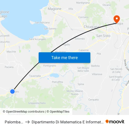 Palombaro to Dipartimento Di Matematica E Informatica map