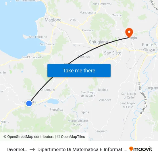 Tavernelle to Dipartimento Di Matematica E Informatica map