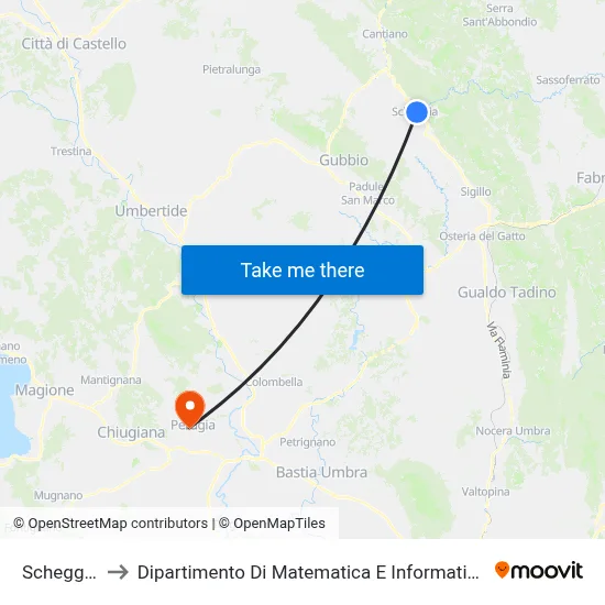 Scheggia to Dipartimento Di Matematica E Informatica map