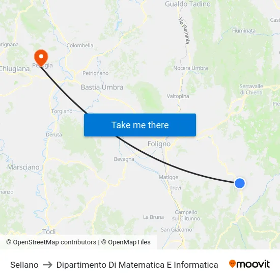 Sellano to Dipartimento Di Matematica E Informatica map