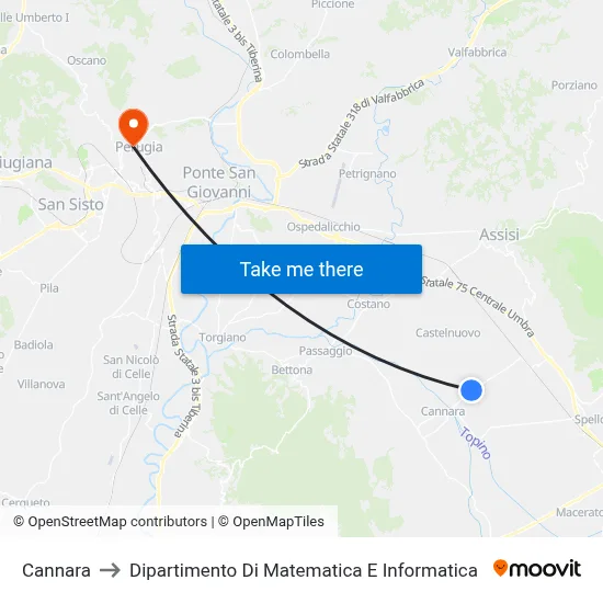 Cannara to Department of Mathematics and Computer Science map