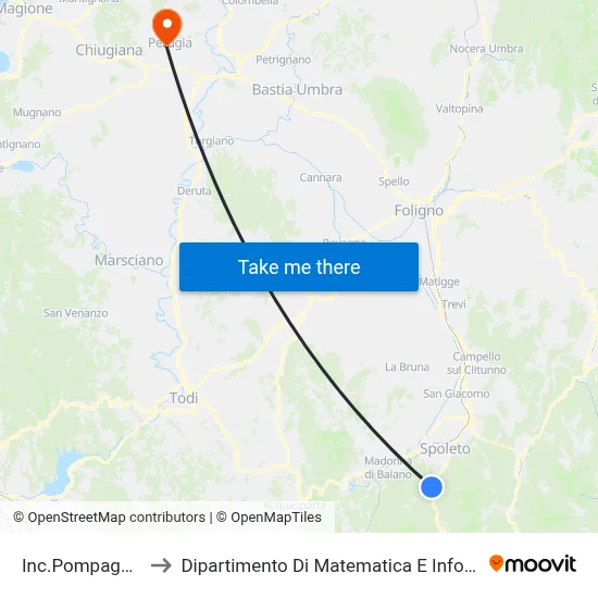 Pompagnano Junction to Department of Mathematics and Computer Science map