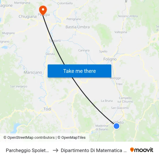 Parcheggio Spoletosfera 1 1 to Dipartimento Di Matematica E Informatica map