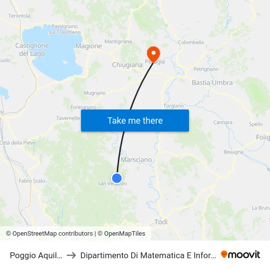 Poggio Aquilone to Dipartimento Di Matematica E Informatica map