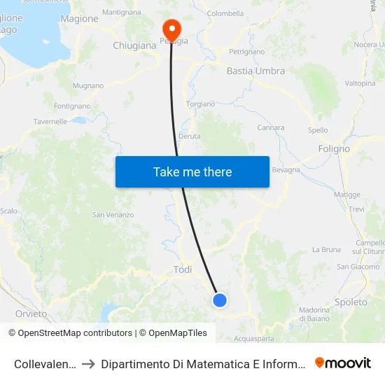 Collevalenza to Dipartimento Di Matematica E Informatica map