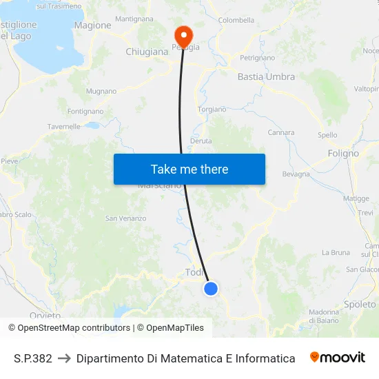 S.P.382 to Dipartimento Di Matematica E Informatica map